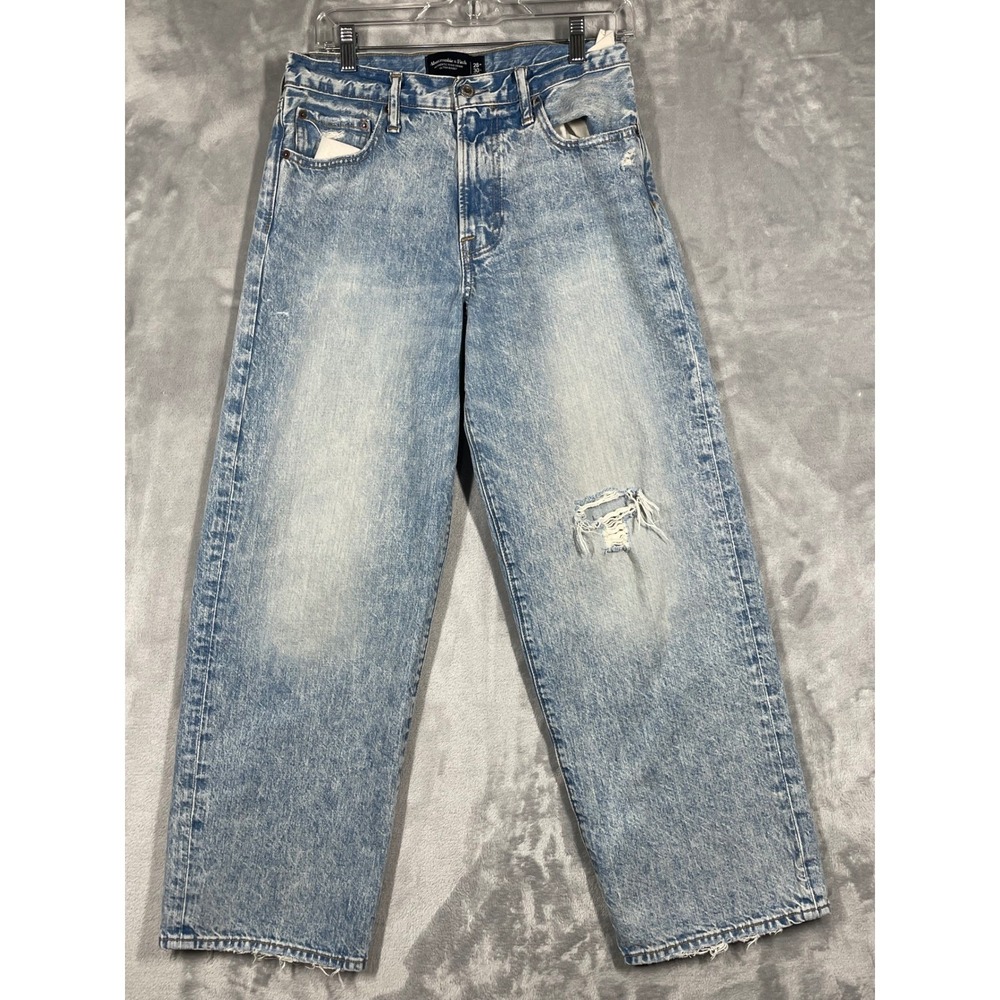 Abercrombie & Fitch Ultra Baggy Rigid Denim Jeans Acid Wash 28x30 Distressed